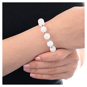 Pulsera decena cristal frost blanco hematites plata 925