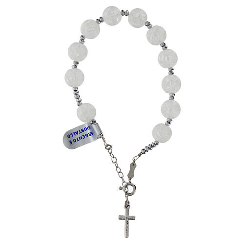 Bracciale decina cristallo frost bianco ematite argento 925 1