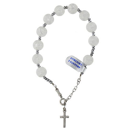 Pulseira dezena cristal efeito gelo branco hematita prata 925 3