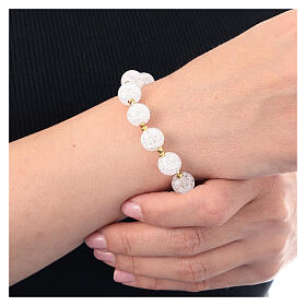 Bransoletka dziesiątka z hematytu i kryształu frost, srebro 925 pozłacane