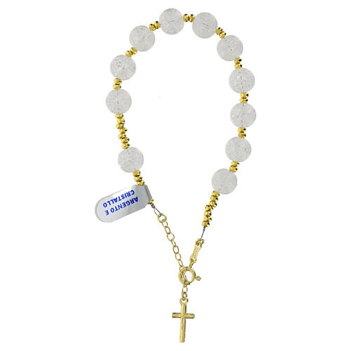 Decade rosary bracelet hematite frost crystal in 925 gold-plated silver 3