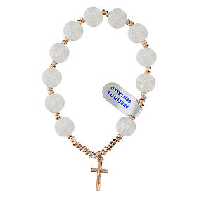 Decade rosary bracelet with ice effect crystals rose hematite cross