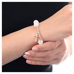 Decade rosary bracelet with ice effect crystals rose hematite cross
