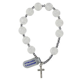Bracciale cristalli effetto ghiaccio ematite croce argento 925