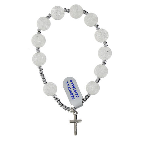 Hematite ice effect crystal rosary bracelet with cross in 925 silver 3