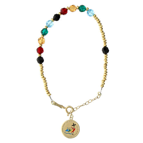 Bracelet with enamelled charm of the 2025 Jubilee, crystals and gold plated 925 silver 1