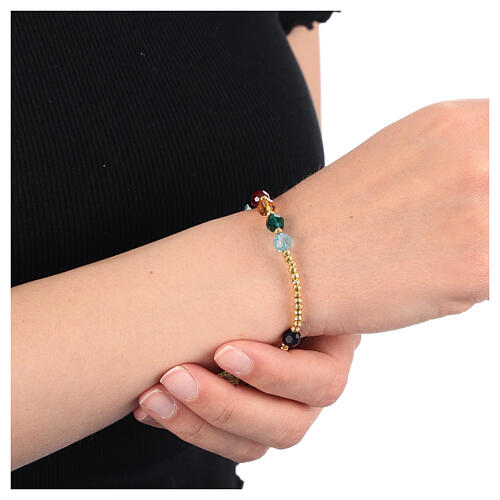 Bracelet with enamelled charm of the 2025 Jubilee, crystals and gold plated 925 silver 2