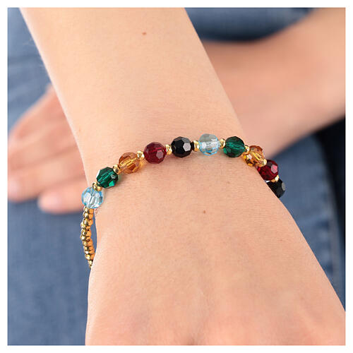 Bracelet with enamelled charm of the 2025 Jubilee, crystals and gold plated 925 silver 3