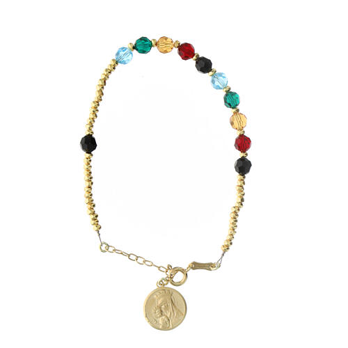 Bracelet with enamelled charm of the 2025 Jubilee, crystals and gold plated 925 silver 4