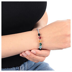 Jubilee 2025 silver rosary bracelet with precious crystal enamel charm