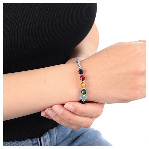 Jubilee 2025 silver rosary bracelet with precious crystal enamel charm 2