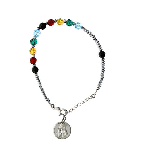 Jubilee 2025 silver rosary bracelet with precious crystal enamel charm 4
