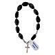 Onyx single decade bracelet, 0.24x0.47 in oval beads and hematite, 925 silver cross s1