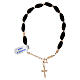 Bracciale decina argento rosé onice nera 6x12 mm cavetto s1