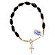 Cross bracelet rose silver with black onyx 6x12 mm cable s3