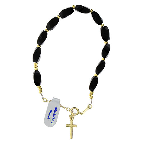 Bracciale cavetto argento 925 dorato ematite onice nera 6x12 mm 1
