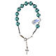 Bracelet with green hematite pearls and cross in rhodium-plated 925 silver s1