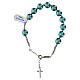 Bracelet with green hematite pearls and cross in rhodium-plated 925 silver s3