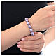 Decade rosary bracelet with purple pearls and cross in 925 rhodium-plated hematite silver s2