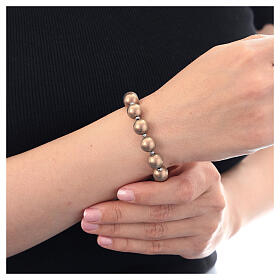 Bracciale perle color bronzo ematite croce argento 925 rodiato