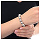 Bracelet dizainier perles couleur or vert croix argent 925 rhodié hématite s2