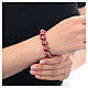 Rosary bracelet with red hematite pearls and cross in rhodium-plated 925 silver s2