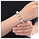 Rosary bracelet with ten gray rhinestone pearls in rhodium-plated 925 silver s2