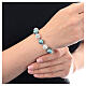 Rosary bracelet with green pearls and rhinestone beads in rhodium-plated 925 silver s2