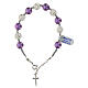 Single decade rosary bracelet, purple pearls and strass ball beads, rhodium-plated 925 silver s1