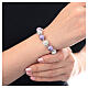 Strassball bracelet with white crystals, purple hematite pearls 925 silver s2