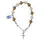Bracciale perle marroni strassball cristalli bianchi argento 925 rodio s1