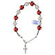 Rosary decade with ten rhinestones, white crystals, red pearls 925 silver s1