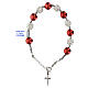 Rosary decade with ten rhinestones, white crystals, red pearls 925 silver s3