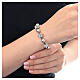 Pulsera cuentas strass esferas plata 8 mm hematites cruz colgante s2