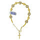 Gold plated single decade rosary bracelet, strass balls, polished 925 silver beads and hematite s1