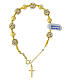 Gold plated single decade rosary bracelet, strass balls, polished 925 silver beads and hematite s3