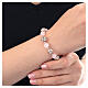 Bracciale argento 925 rosé quarzo rosa strass bianchi croce pendente s2