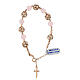 Bracciale argento 925 rosé quarzo rosa strass bianchi croce pendente s3