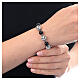 Bracelet with black onyx beads and white rhinestones in 925 hematite silver s2