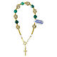 Pulseira contas aventurina verde bolas strass prata 925 dourada s3