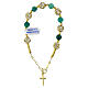 Green aventurine bead bracelet with rhinestones in 925 gold-plated silver s1