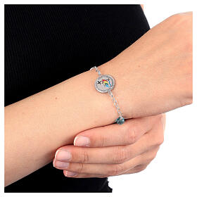 Jubilee bracelet with Pilgrims of Hope logo, 0.2 in crystal beads and 925 silver medal