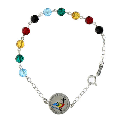 Jubilee bracelet with Pilgrims of Hope logo, 0.2 in crystal beads and 925 silver medal 1