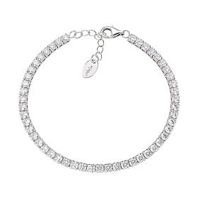 Amen tennis bracelet with 0.12 in white rhinestones, 925 silver