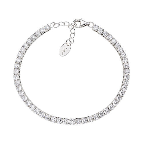 Amen tennis bracelet with 0.12 in white rhinestones, 925 silver 1