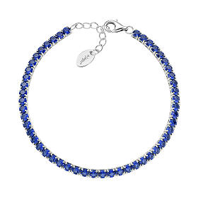 Tennisarmband, Amen, blaue Zirkonia 3 mm, Silber 925 rhodiniert – 17 + 3 cm