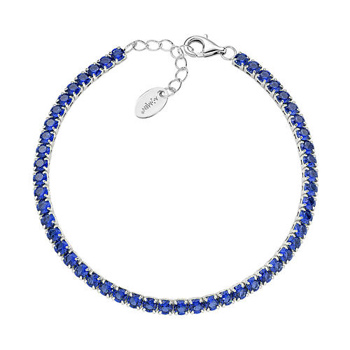 Pulsera tenis Amen zircones azules 3 mm plata 925 1