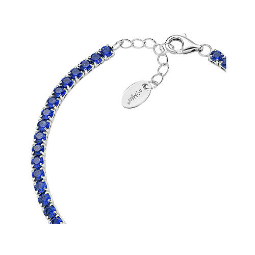 Pulsera tenis Amen zircones azules 3 mm plata 925 2