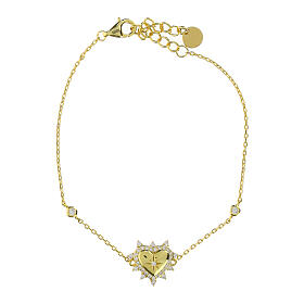 Gold plated bracelet by Benedictus with heart, 925 silver and rhinestones