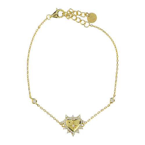 Gold plated bracelet by Agios with heart, 925 silver and rhinestones 1
